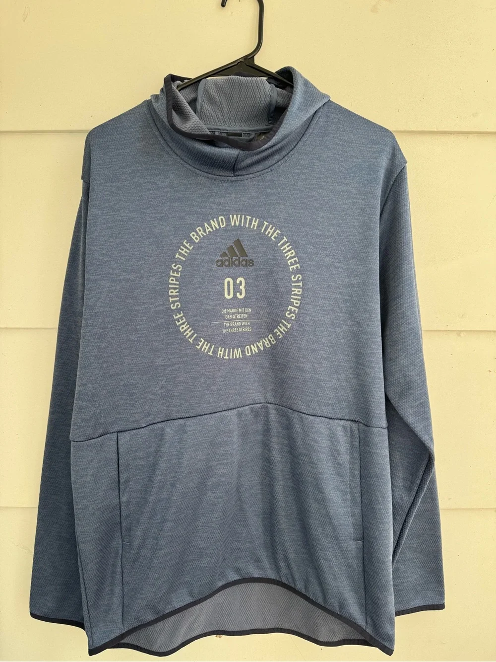 adidas Men's Heather Blue Pullover Hoodie with Chest Graphic